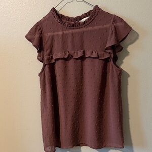 Ruffled Swiss Dot Sleeveless Camisole in Mauve